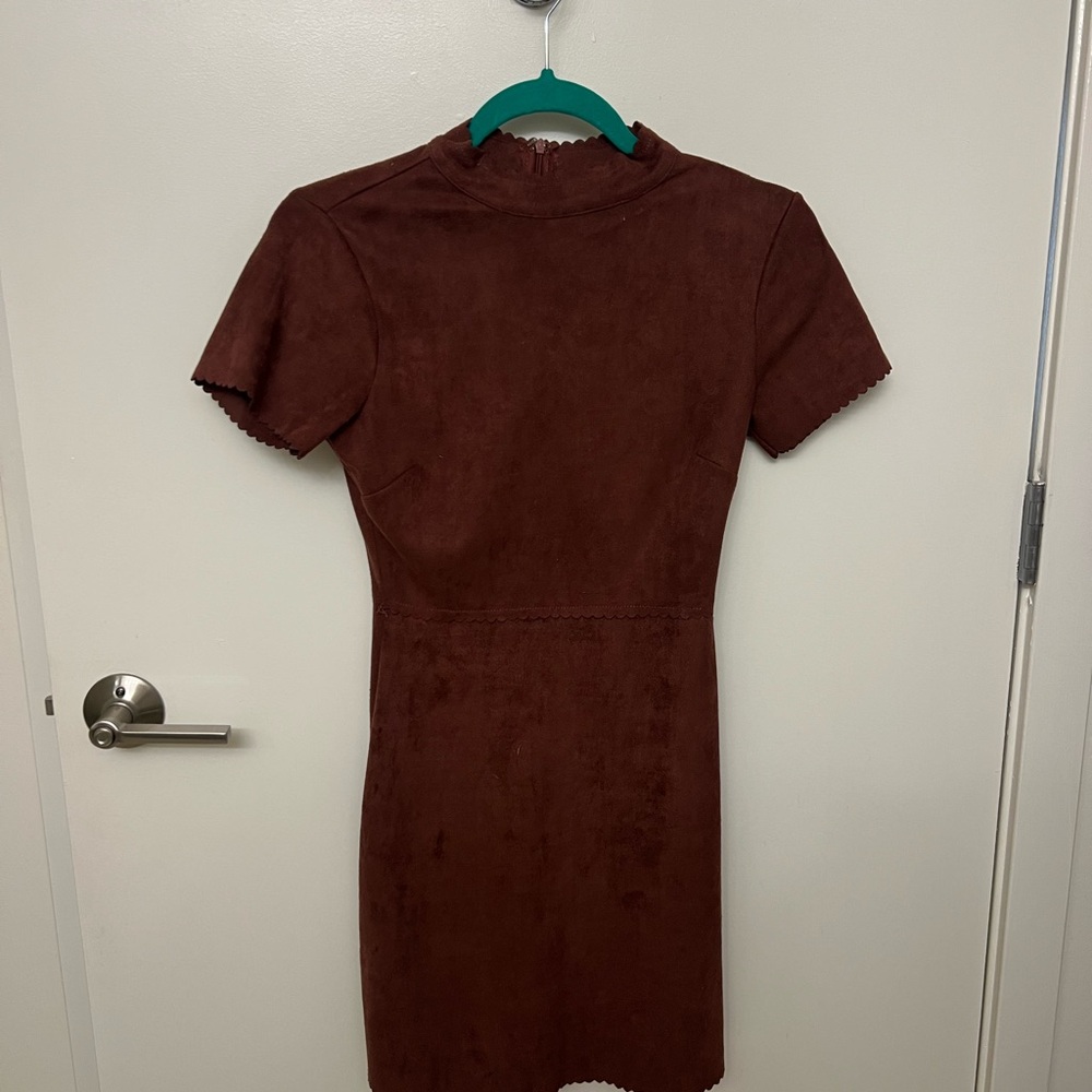 Altar'd State Burgundy Sheath Mini Dress Mock Neck